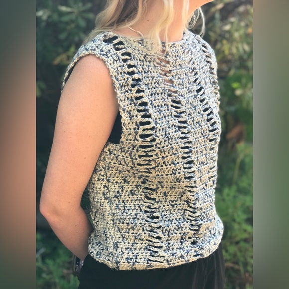NWT Off The Chain Crochet Tank, Size Medium, Summer Crochet Top, Hand Crocheted - Picture 5 of 10
